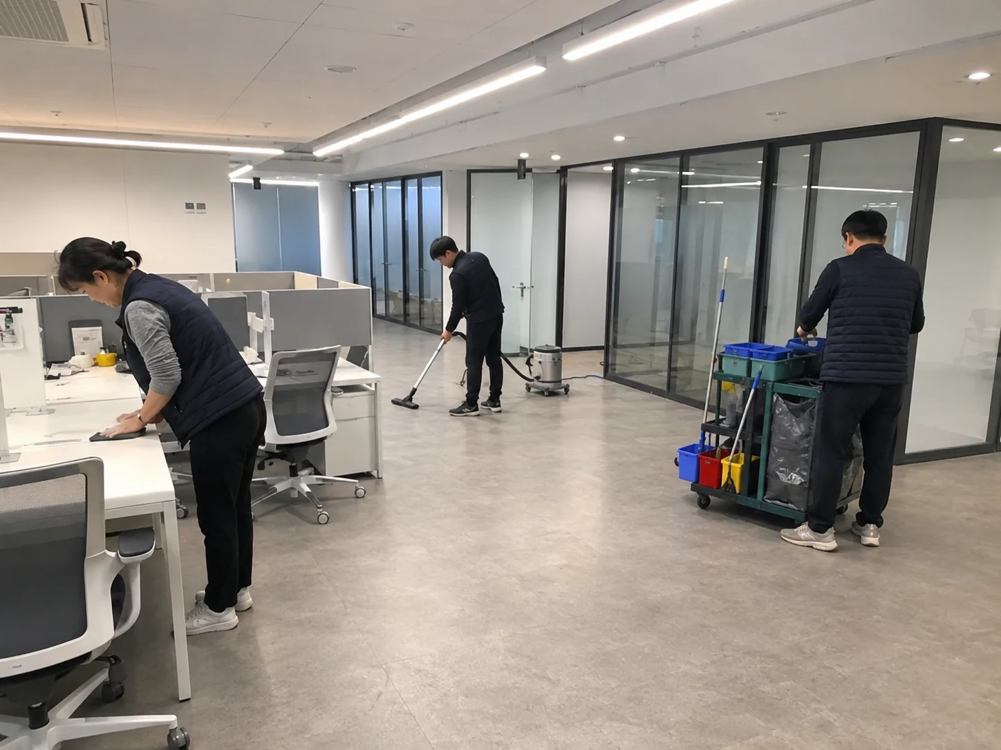 사무실 바닥·유리 정기청소 현장