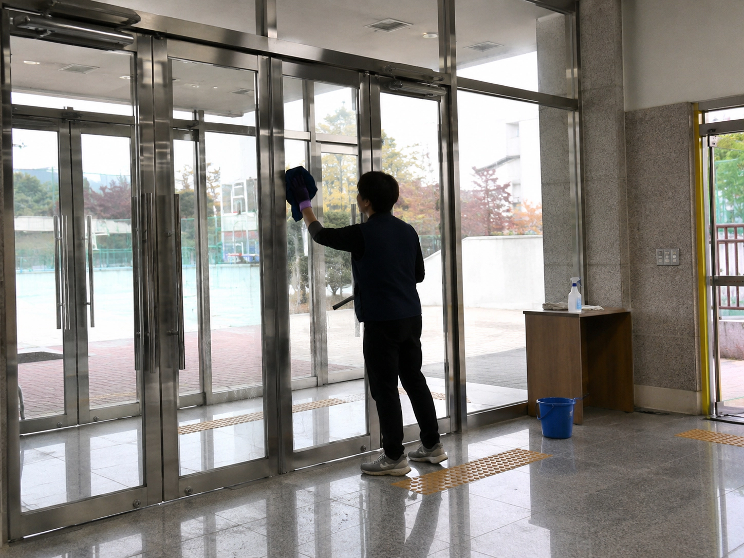 교무실 내 개인 집기류 주변 먼지 닦기